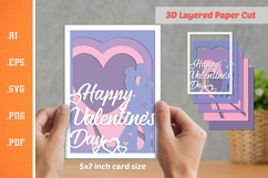 Happy Valentines Day - 3D Layered Paper Cut SVG Product Image 1