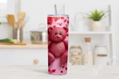 3D Teddy Bear Valentine Tumbler Wrap PNG | Valentine PNG Product Image 2