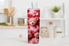 3D Teddy Bear Valentine Tumbler Wrap PNG | Valentine PNG Product Image 2