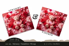 3D Teddy Bear Valentine Tumbler Wrap PNG | Valentine PNG Product Image 3
