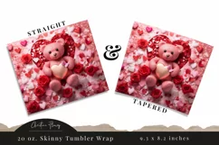 3D Teddy Bear Valentine Tumbler Wrap PNG | Valentine PNG Product Image 3