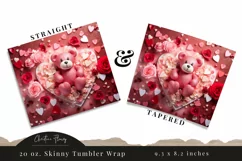 3D Teddy Bear Valentine Tumbler Wrap PNG | Valentine PNG Product Image 3