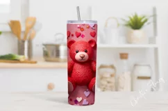 3D Teddy Bear Valentine Tumbler Wrap PNG | Valentine PNG Product Image 2