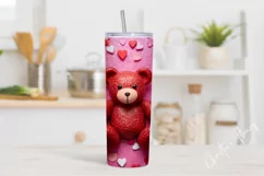 3D Teddy Bear Valentine Tumbler Wrap PNG | Valentine PNG Product Image 2