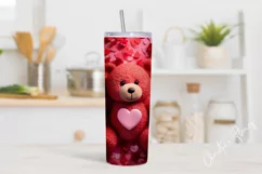 3D Teddy Bear Valentine Tumbler Wrap PNG | Valentine PNG Product Image 2