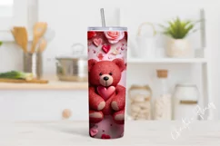 3D Teddy Bear Valentine Tumbler Wrap PNG | Valentine PNG Product Image 2