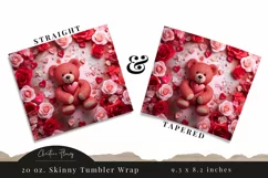 3D Teddy Bear Valentine Tumbler Wrap PNG | Valentine PNG Product Image 3