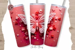 3D Butterfly Valentine Tumbler Wrap PNG | Valentine PNG Product Image 1