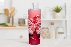 3D Butterfly Valentine Tumbler Wrap PNG | Valentine PNG Product Image 2