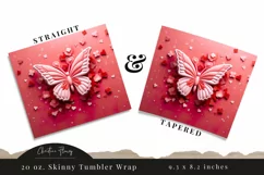 3D Butterfly Valentine Tumbler Wrap PNG | Valentine PNG Product Image 3