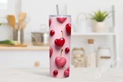 3D Heart Cherry Valentine Tumbler Wrap PNG | Valentine PNG Product Image 2