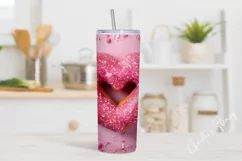 3D Heart Donut Valentine Tumbler Wrap PNG | Valentine PNG Product Image 2
