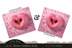 3D Heart Donut Valentine Tumbler Wrap PNG | Valentine PNG Product Image 3