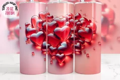 3D Valentine Hearts 20 oz tumbler wrap, I Love You Png 