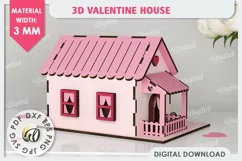 3D Valentine's House Laser Cut. Valentine Day Gifts SVG Product Image 2