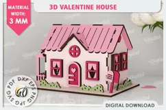 3D Valentine's House Laser Cut. Valentine Day Gifts SVG Product Image 1