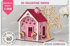 3D Valentine's House Laser Cut. Valentine Day Gifts SVG Product Image 1