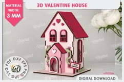 3D Valentine's House Laser Cut. Valentine Day Gifts SVG Product Image 1