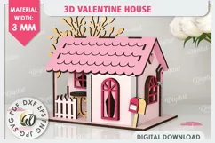 3D Valentine's House Laser Cut. Valentine Day Gifts SVG Product Image 1