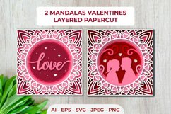 3D Valentines Mandala Layered Papercut | Valentine's Day Product Image 1