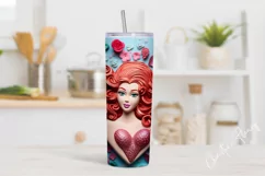3D Mermaid Valentine Tumbler Wrap PNG | Valentine PNG Product Image 2