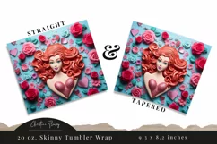 3D Mermaid Valentine Tumbler Wrap PNG | Valentine PNG Product Image 3
