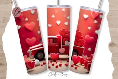 3D Valentine Truck Tumbler Wrap PNG | Valentine PNG Product Image 1