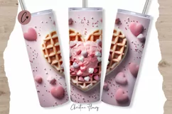 3D Heart Waffle Valentine Tumbler Wrap PNG | Valentine PNG Product Image 1