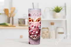 3D Heart Waffle Valentine Tumbler Wrap PNG | Valentine PNG Product Image 2