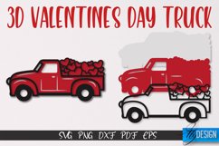 3D Layered Valentine's Day Truck |Truck Layered Papercut SVG Product Image 1