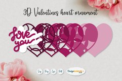 Valentine 3D papercut heart ornament | Love You gift tag SVG Product Image 2