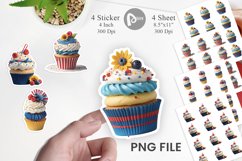 Sticker 3D Colorful Cupcake Product Image 1