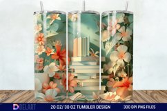 3D Vintage Books Flowers Tumbler Wrap Product Image 1