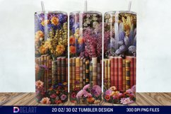 3D Vintage Books Flowers Tumbler Wrap Product Image 1