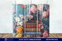 3D Vintage Books Flowers Tumbler Wrap Product Image 1