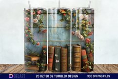 3D Vintage Books Flowers Tumbler Wrap Product Image 1