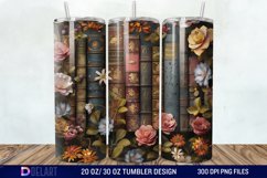 3D Vintage Books Flowers Tumbler Wrap Product Image 1