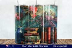 3D Vintage Books Flowers Tumbler Wrap Product Image 1