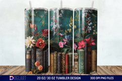 3D Vintage Books Flowers Tumbler Wrap Product Image 1