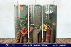 3D Vintage Books Flowers Tumbler Wrap Product Image 1