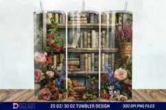 3D Vintage Books Flowers Tumbler Wrap Product Image 1