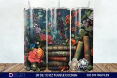 3D Vintage Books Flowers Tumbler Wrap Product Image 1