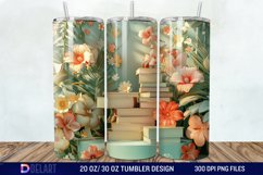 3D Vintage Books Flowers Tumbler Wrap Product Image 1