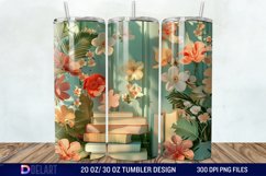 3D Vintage Books Flowers Tumbler Wrap Product Image 1