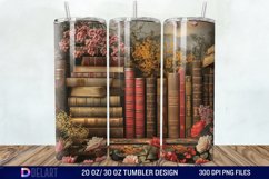 3D Vintage Books Flowers Tumbler Wrap Product Image 1