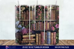 3D Vintage Books Flowers Tumbler Wrap Product Image 1