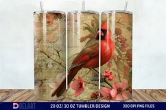 3D Vintage Cardinal Bird Tumbler Wrap Product Image 1