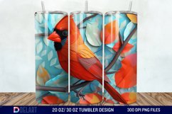 3D Vintage Cardinal Bird Tumbler Wrap Product Image 1