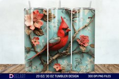 3D Vintage Cardinal Bird Tumbler Wrap Product Image 1