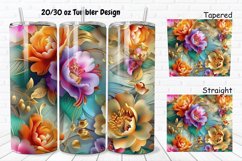3D Vintage Flower 20/30oz Skinny Tumbler Product Image 1